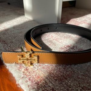 Tory Burch reversible black and brown leather belt